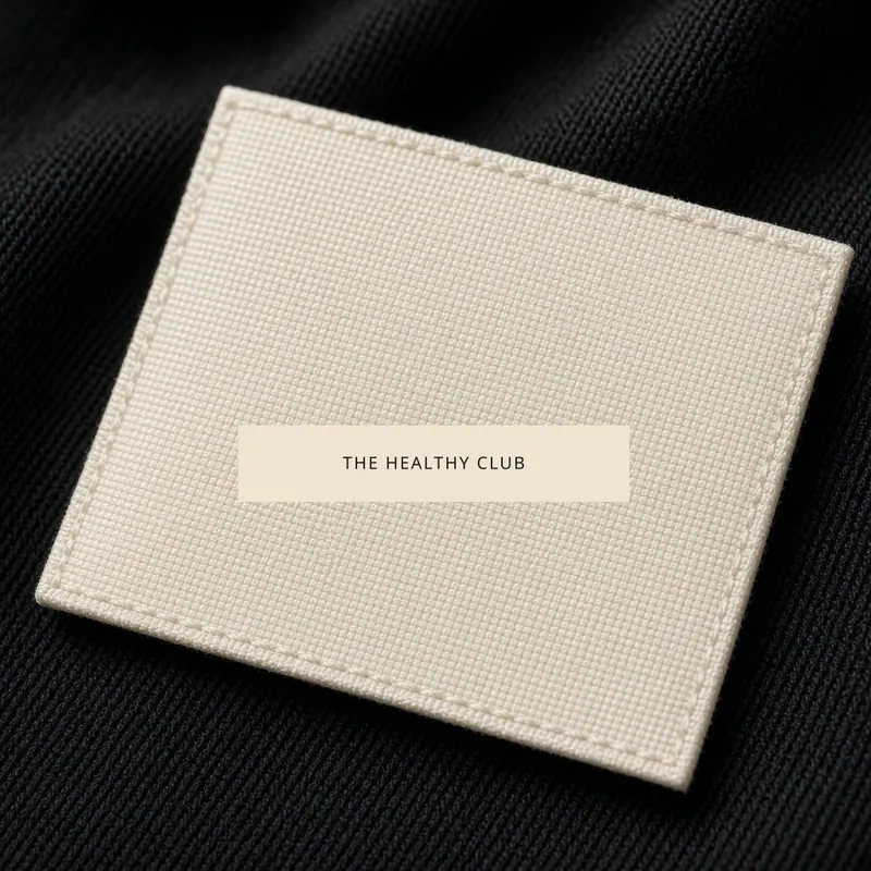 Concept art of a woven The Healthy Club clothing label